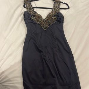 Mandalay Dark Purple Dress with Stone Appliqué